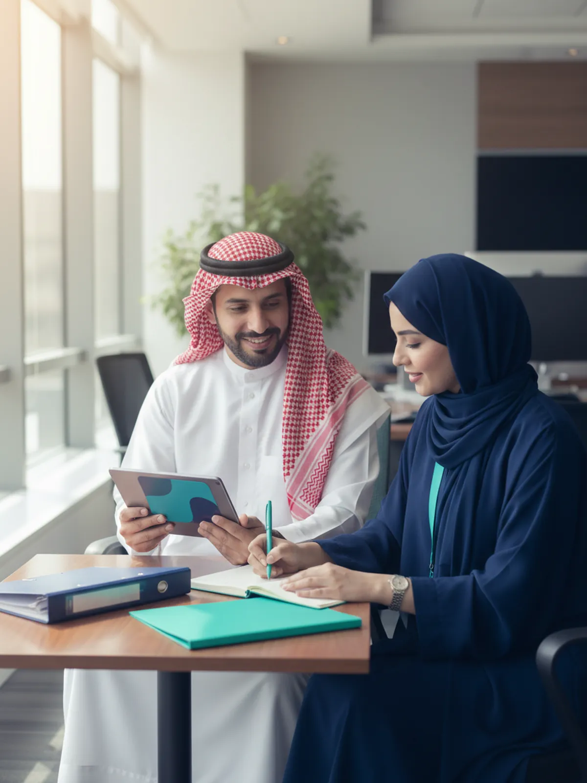 A consultant and an office manager agree on the HR files handover checklist